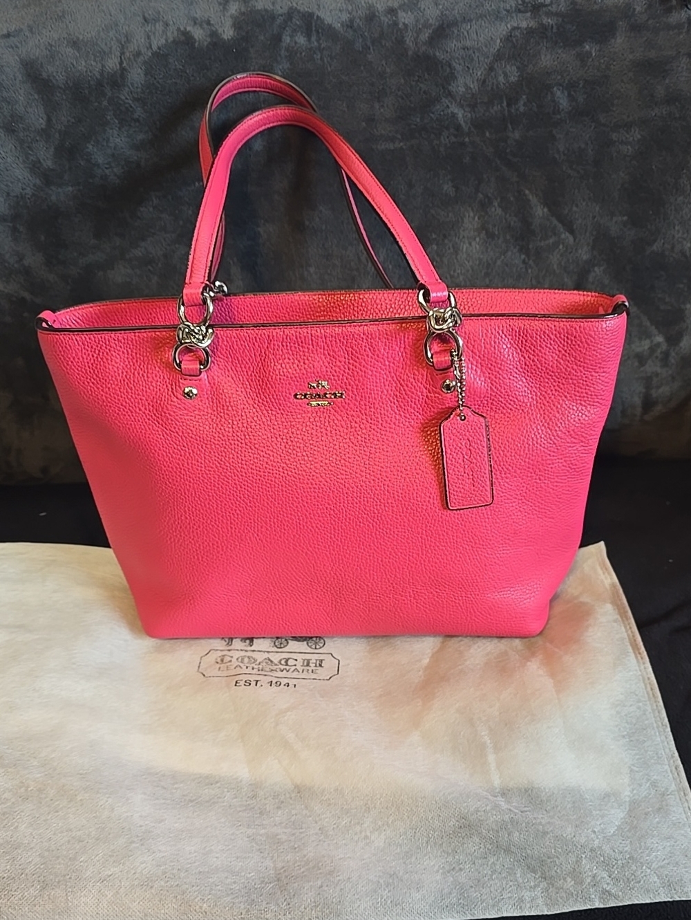 Coach Sophia Small Tote Bag Leathered Pink Dahlia 36604 w / Dust Bag